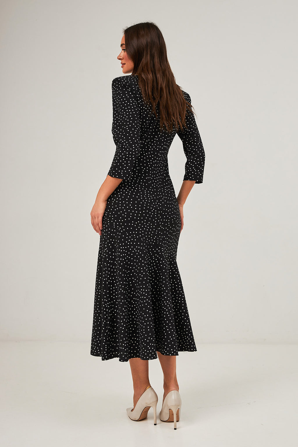 Rochie midaxi de ocazie cu buline