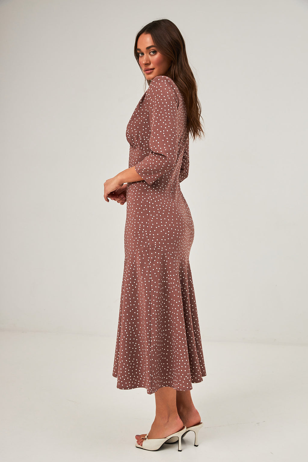 Rochie midaxi de ocazie cu buline