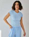 Tricou din tricot reiat cu mânecă scurtă