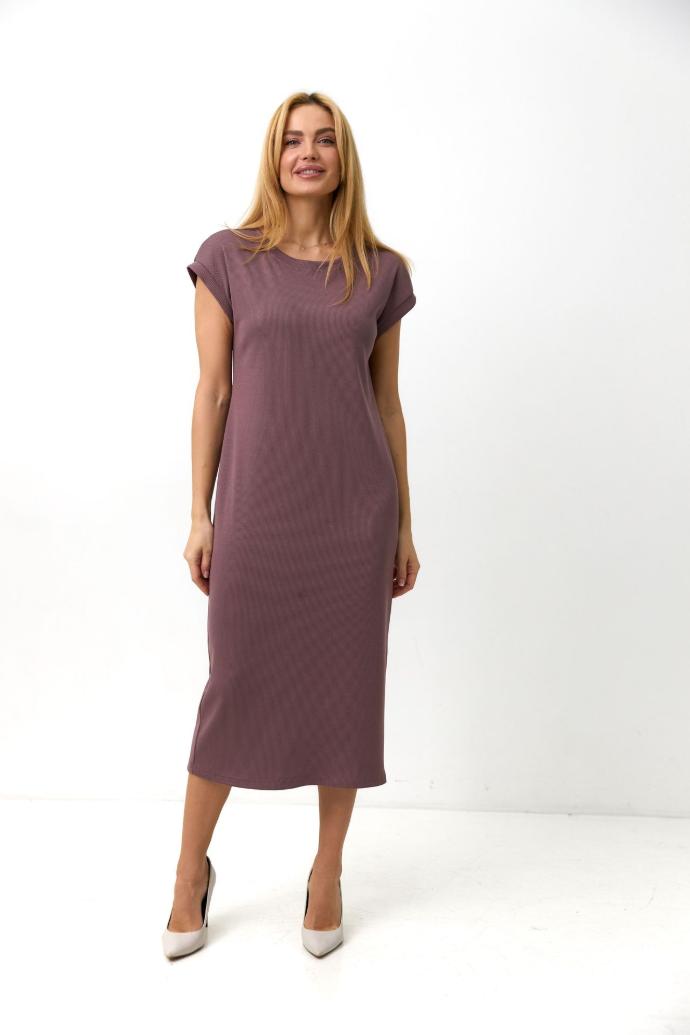 Rochie dreaptă din tricot reiat cu șlițuri