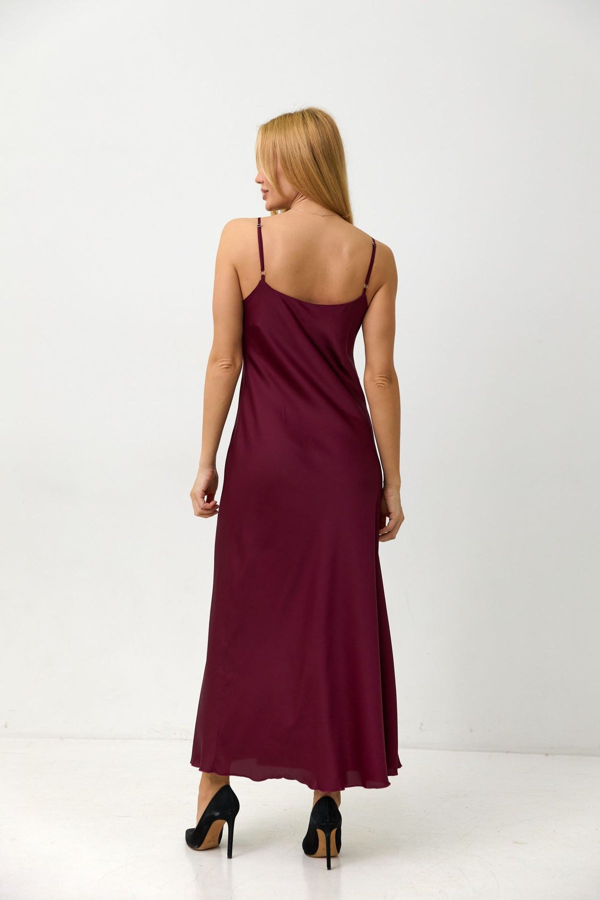 Rochie maxi tip combinație din satin, de ocazie