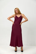 Rochie maxi tip combinație din satin, de ocazie