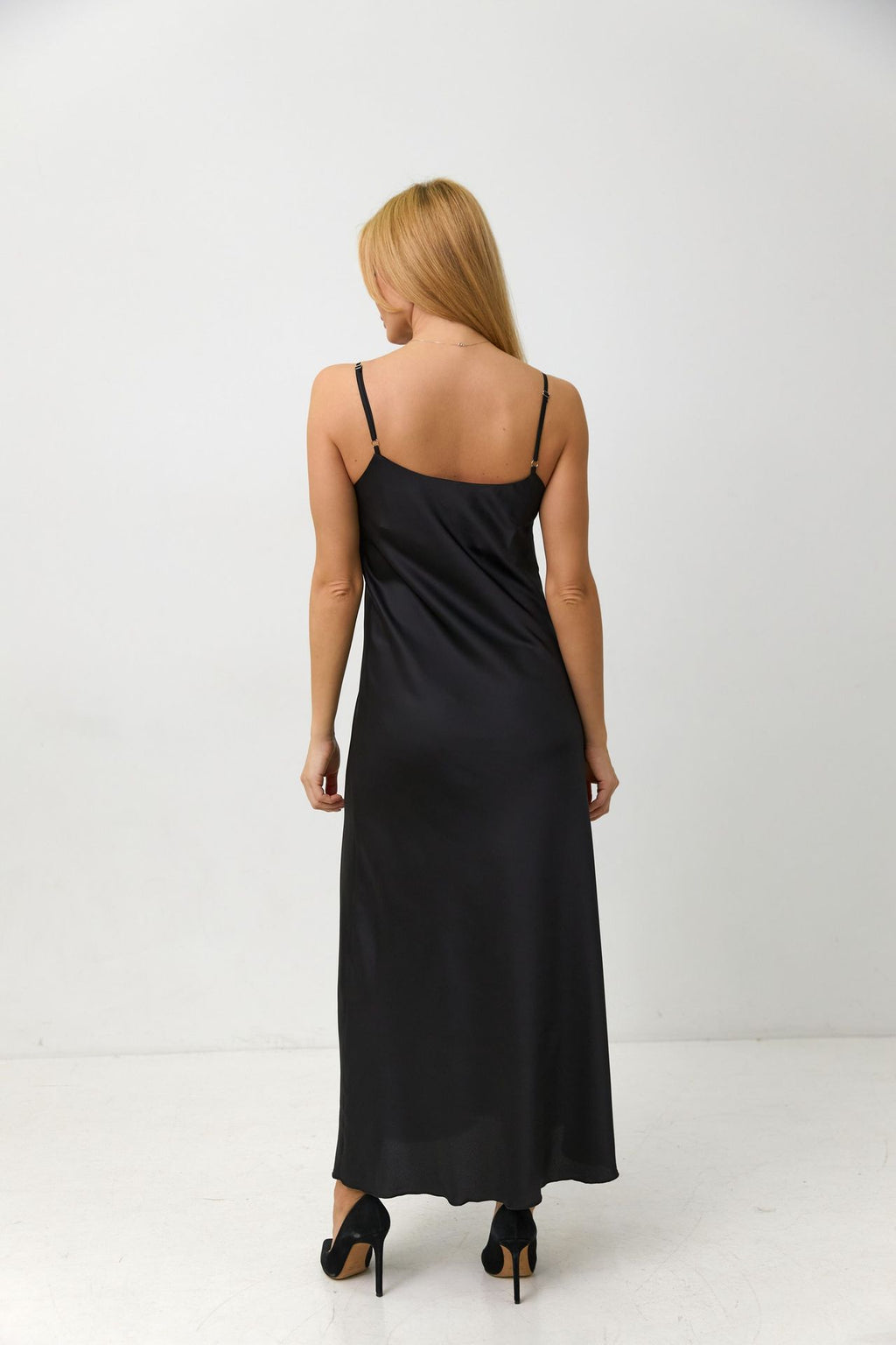 Rochie maxi tip combinație din satin, de ocazie