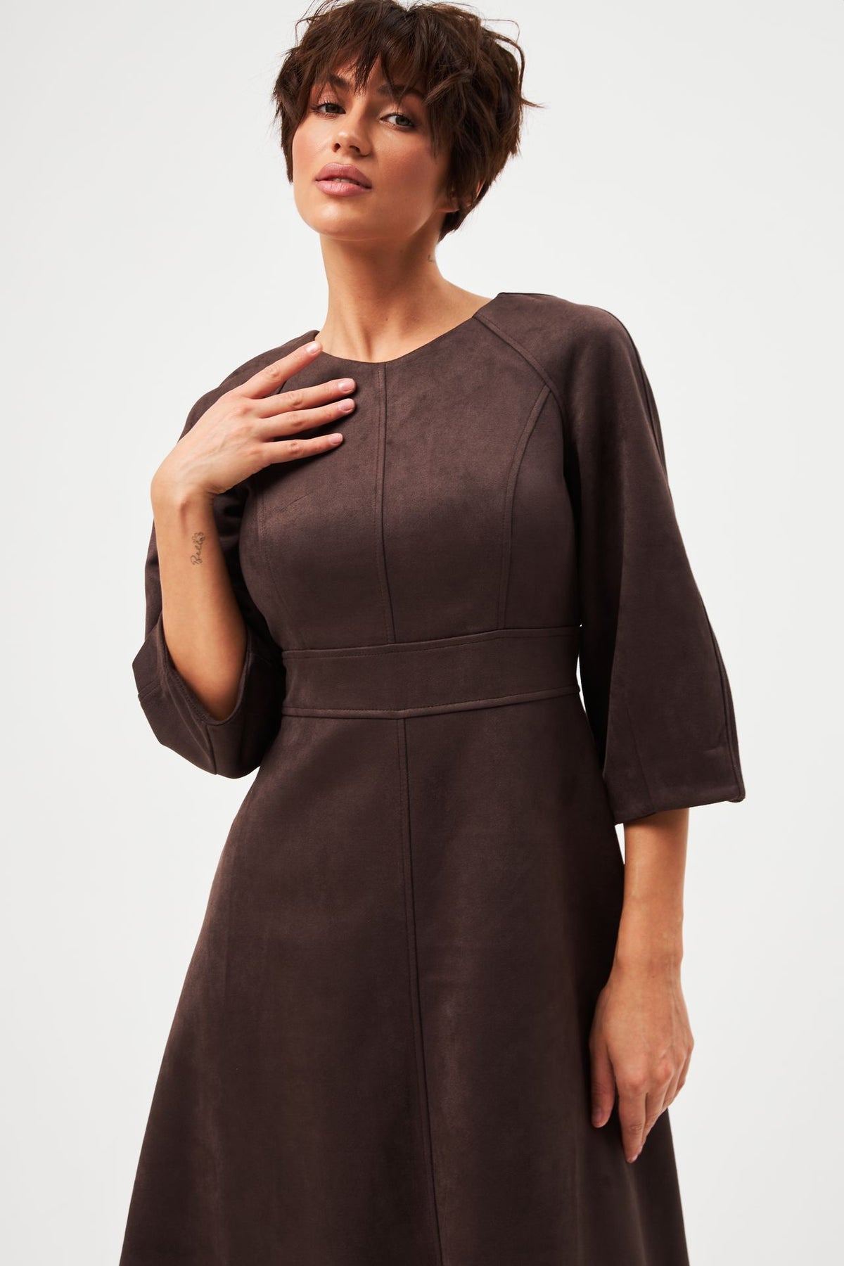 Rochie din piele întoarsă
