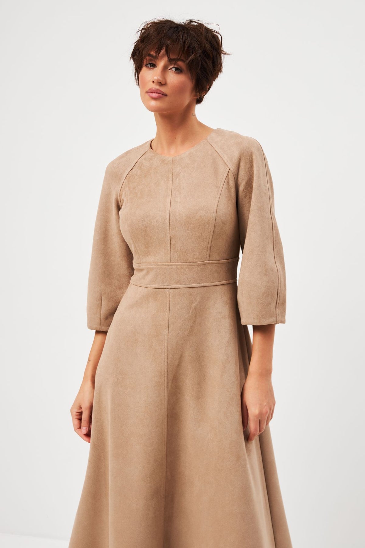 Rochie din piele întoarsă