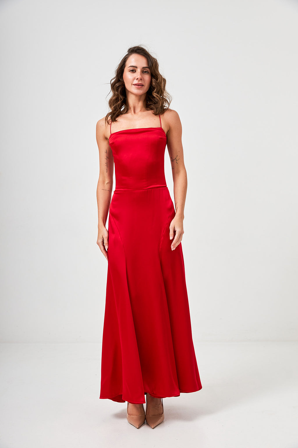 Rochie maxi din satin cu șireturi, de ocazie