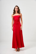 Rochie maxi din satin cu șireturi, de ocazie