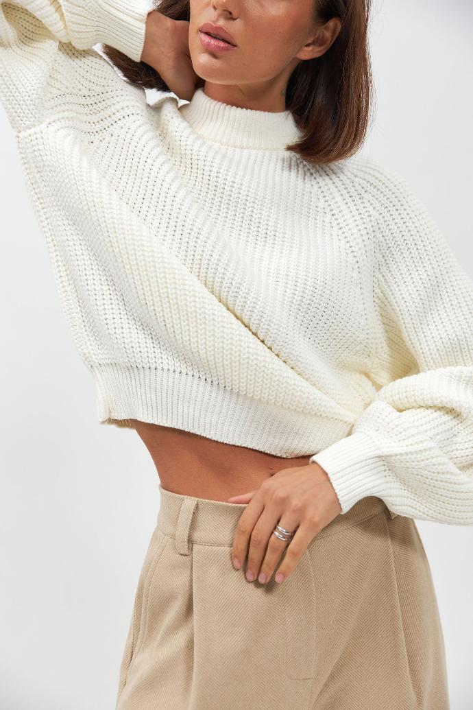 Pulover raglan cu tricot gros