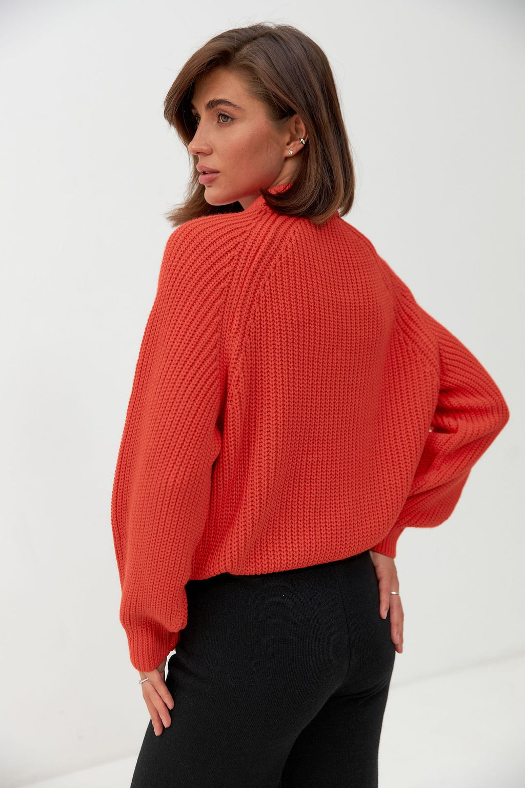 Pulover raglan cu tricot gros