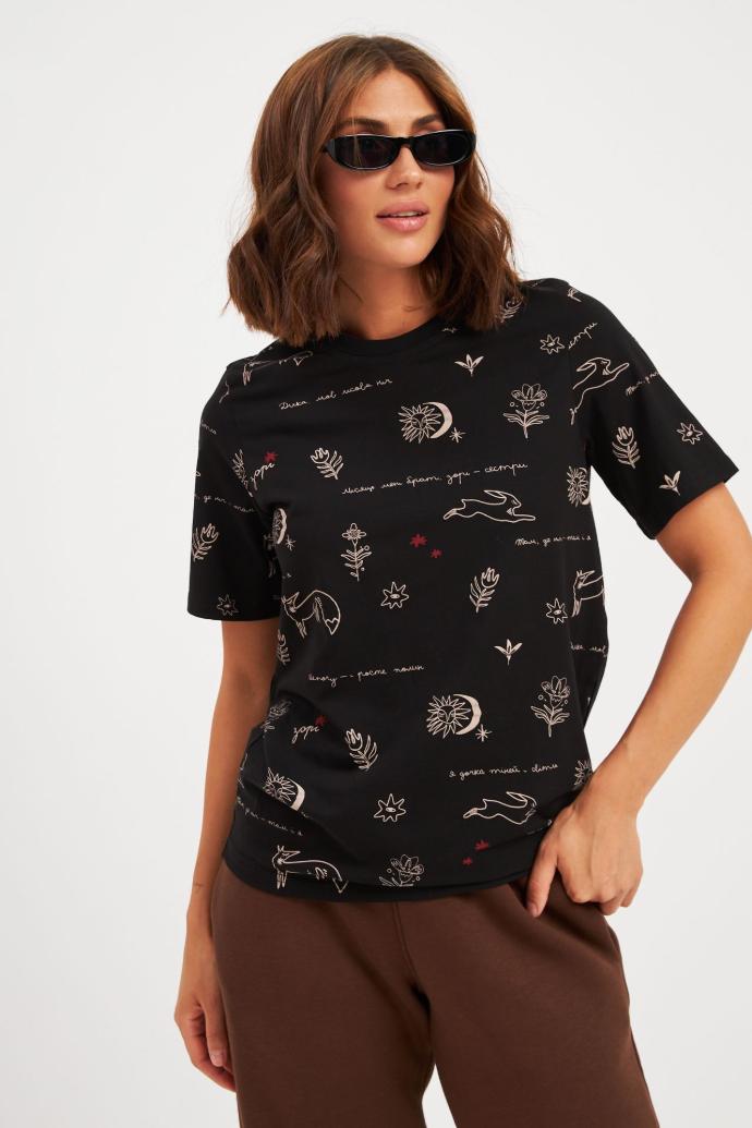 Tricou damă cu imprimeu Poveste din pădure