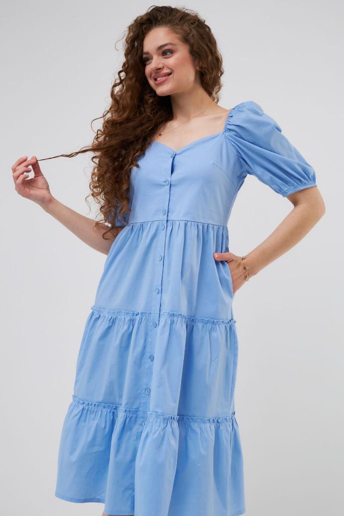 Rochie midi de vară cu trei volane