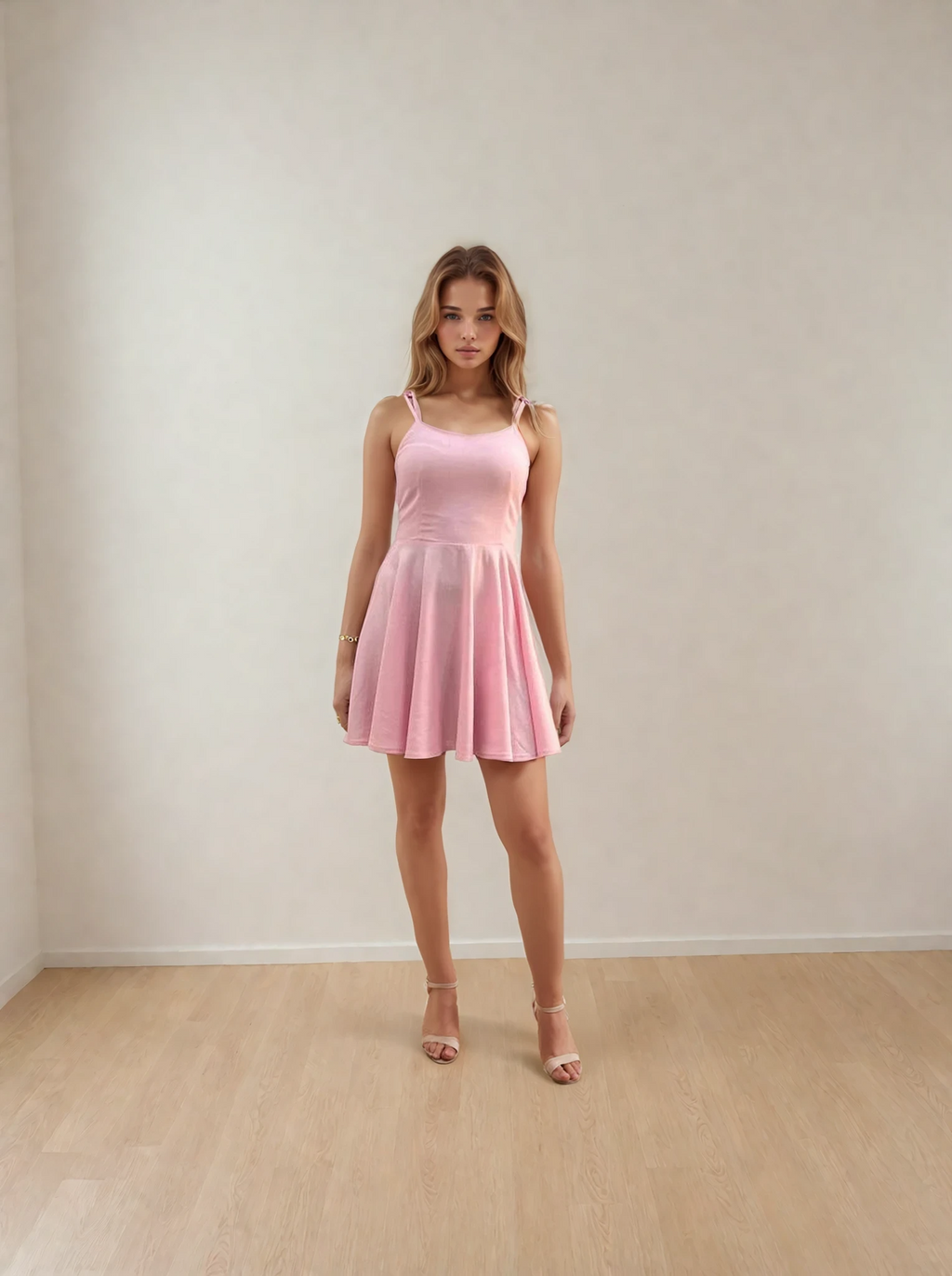 Rochie mini cu in și bretele cu fundă