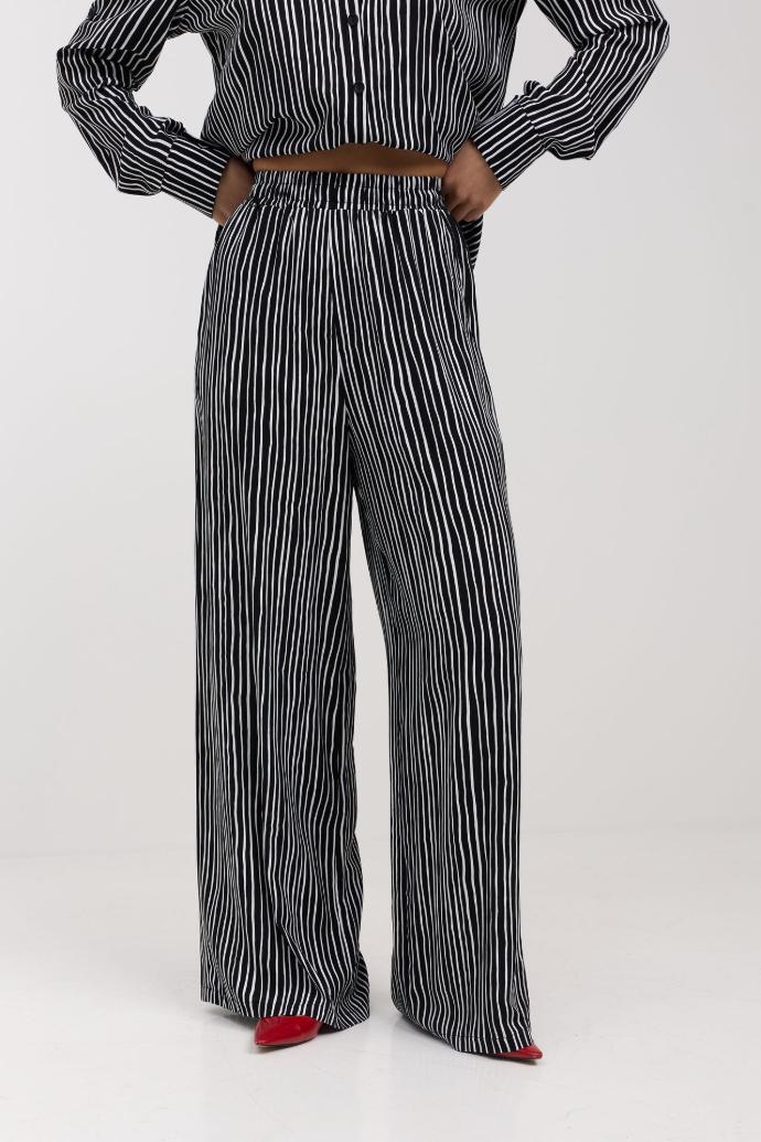 Pantaloni palazzo cu talie elastică Grace