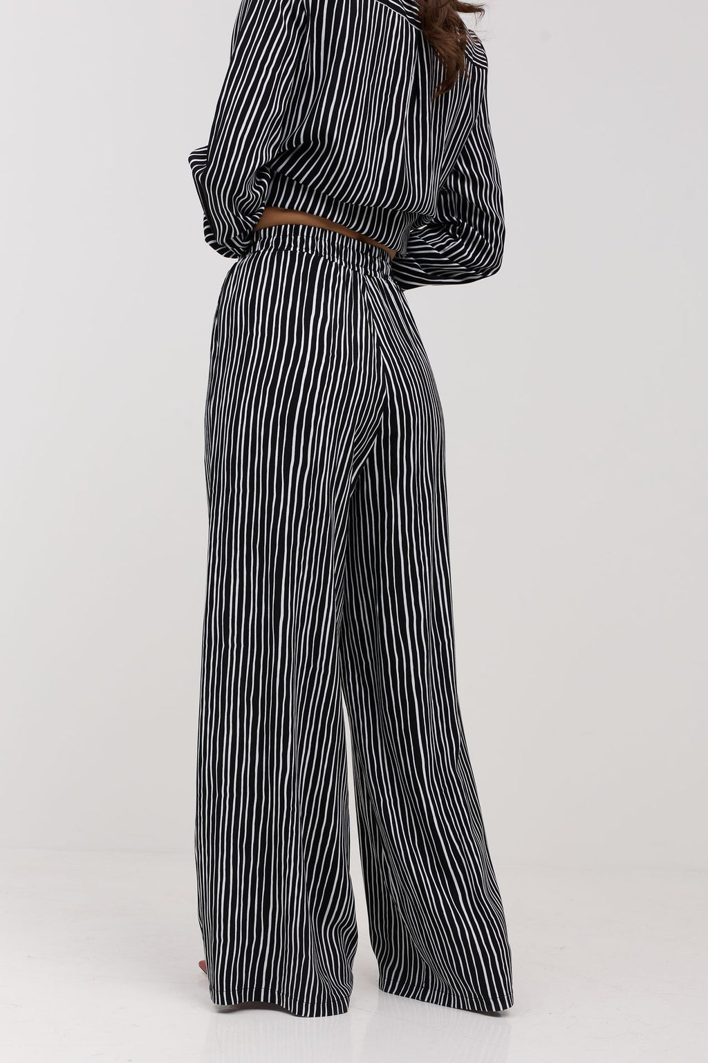 Pantaloni palazzo cu talie elastică Grace