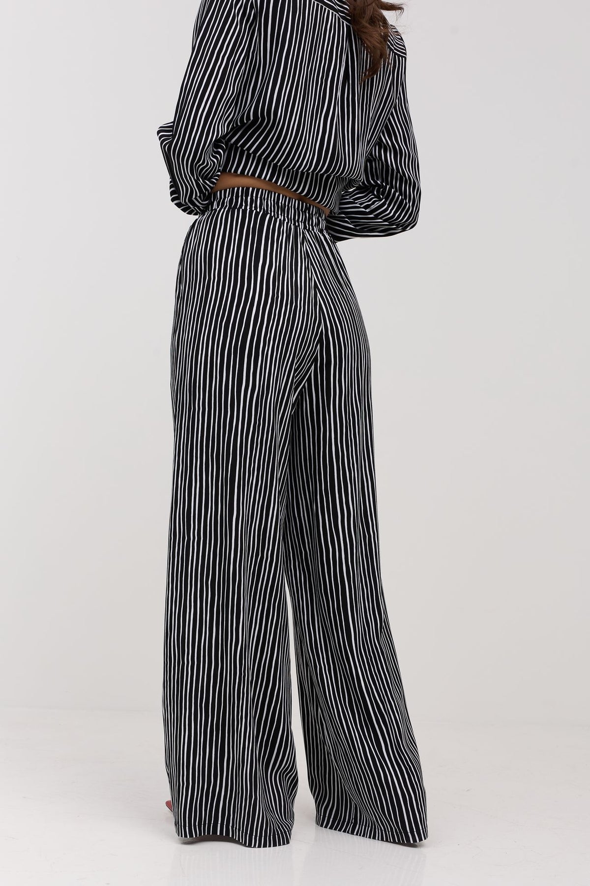 Pantaloni palazzo cu talie elastică Grace
