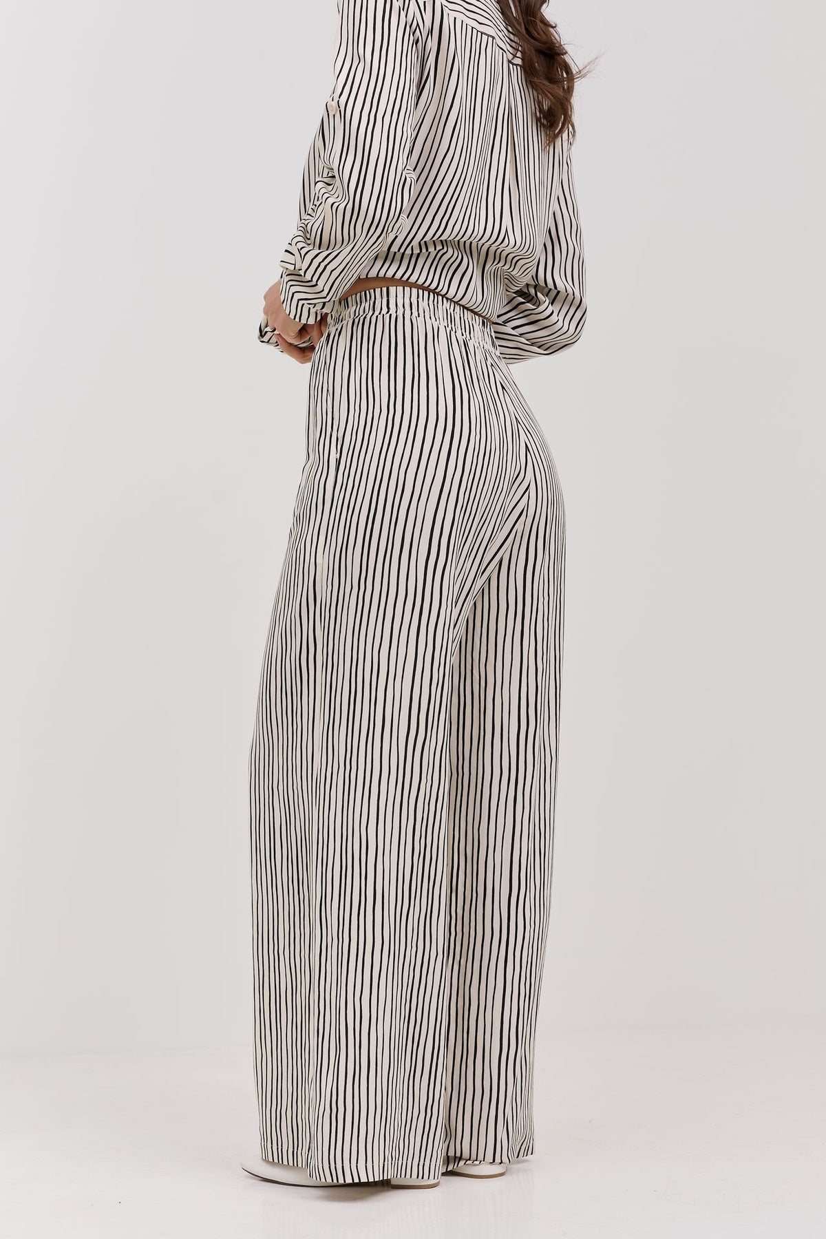 Pantaloni palazzo cu talie elastică Grace