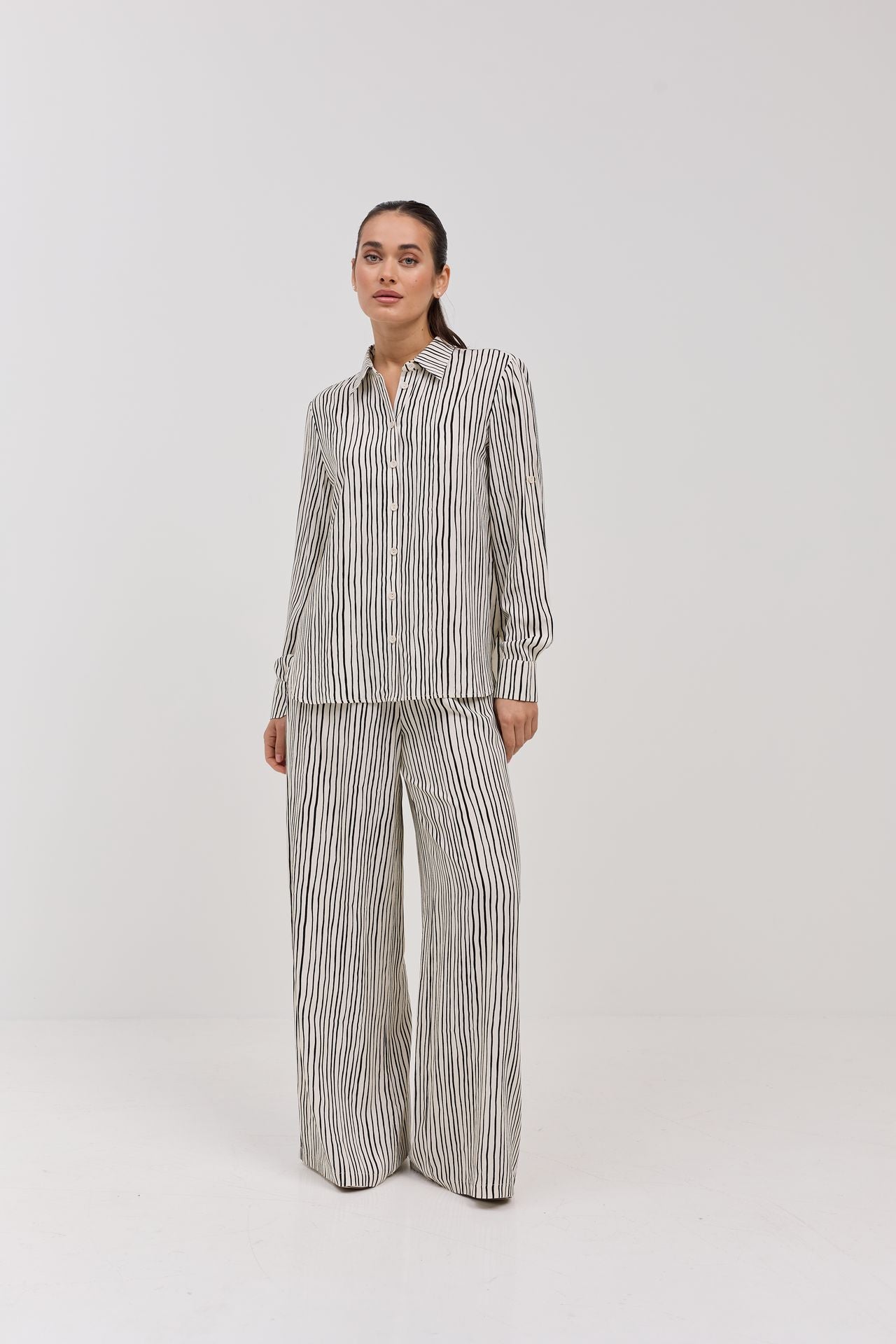Pantaloni palazzo cu talie elastică Grace