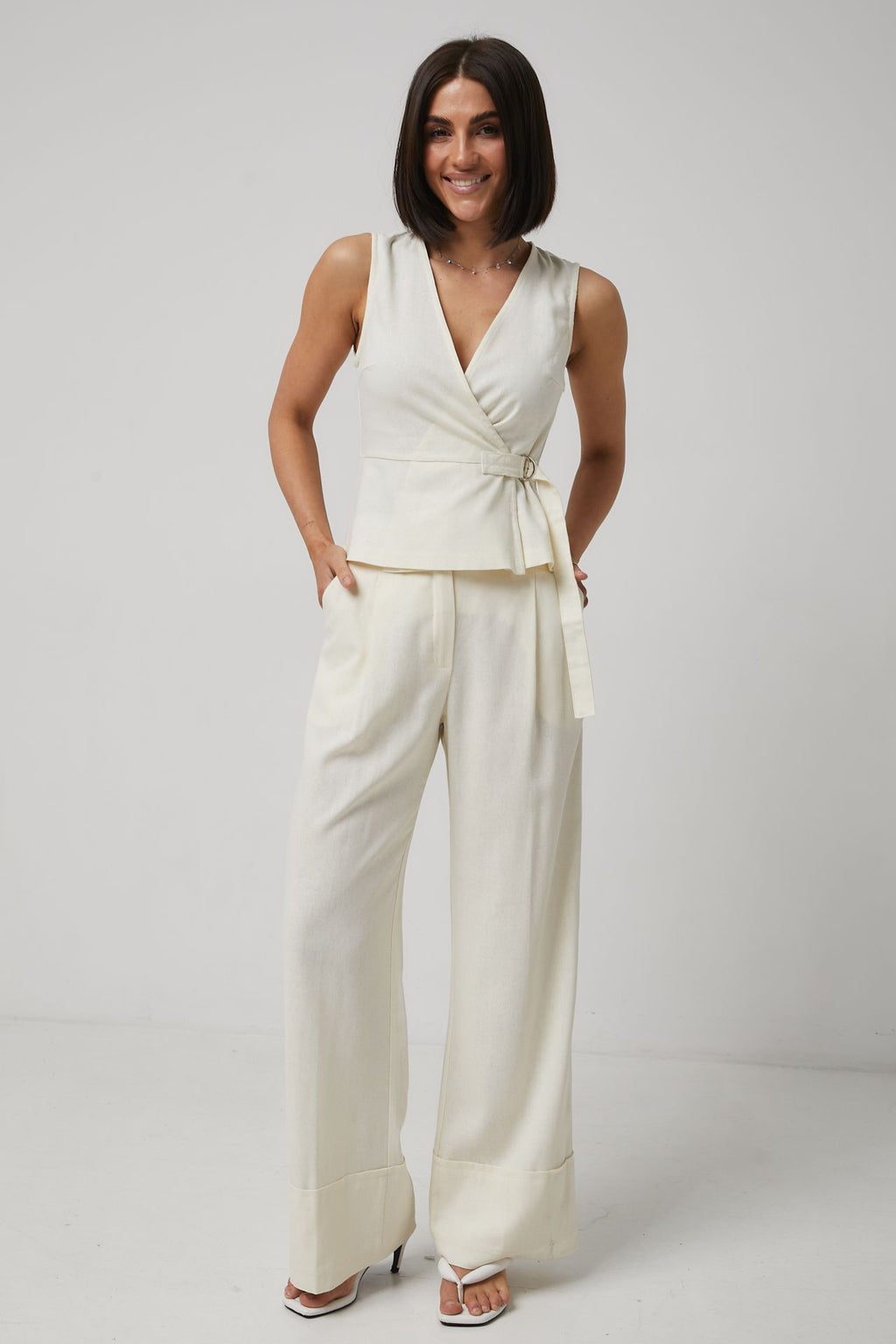 Pantaloni palazzo cu in Paige