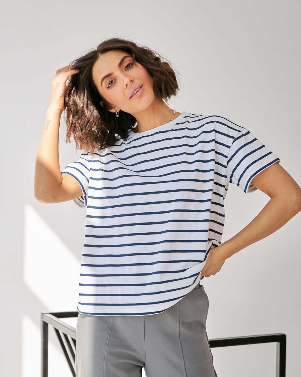 Tricou lejer în dungi