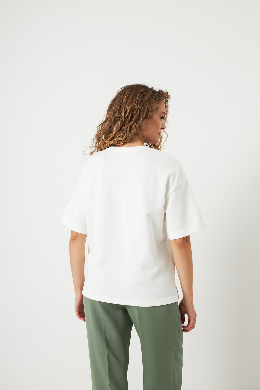 Tricou oversize cu imprimeu Castană