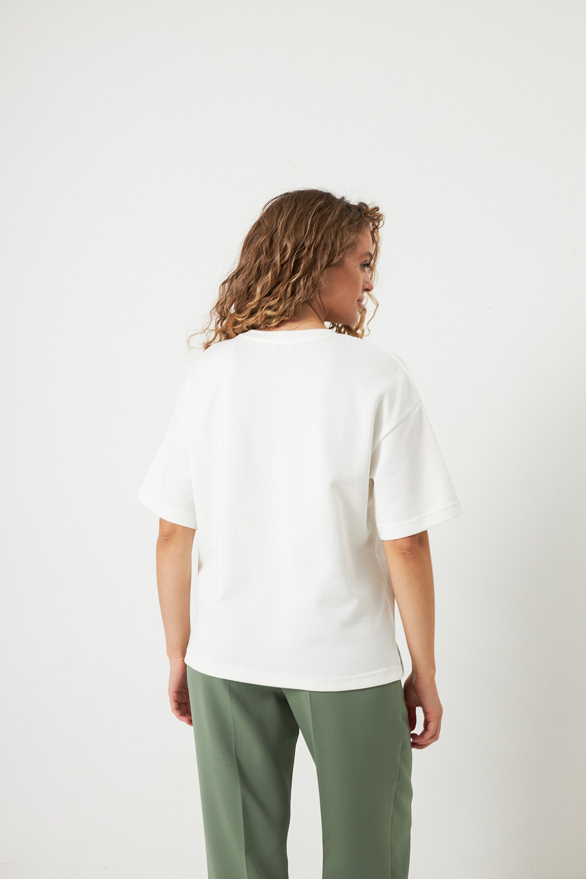 Tricou oversize cu imprimeu Castană
