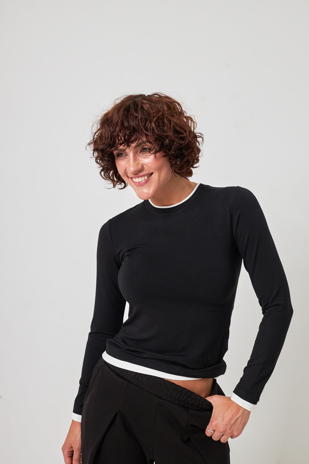 Longsleeve cu efect de tricou