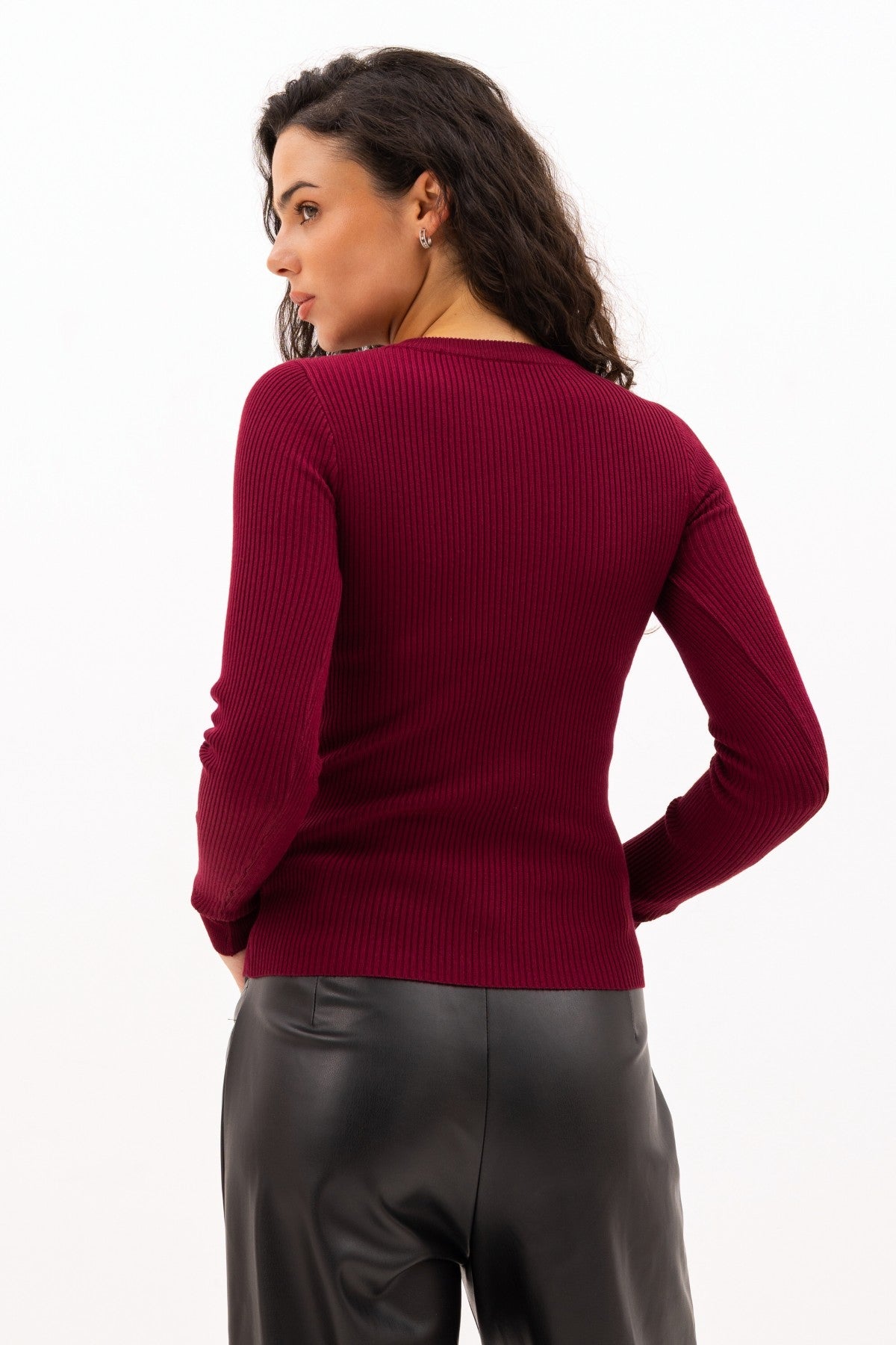 Long sleeve în relief Round