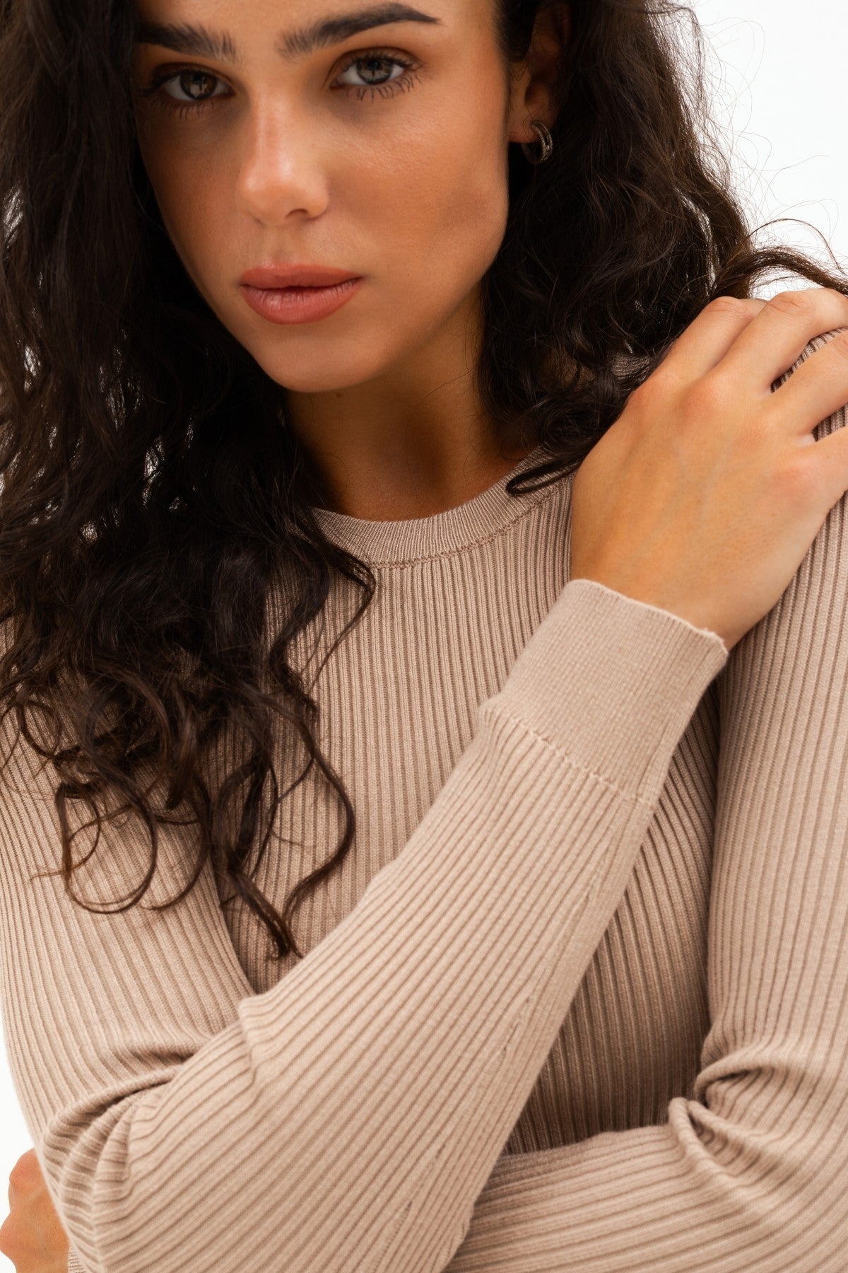 Long sleeve în relief Round