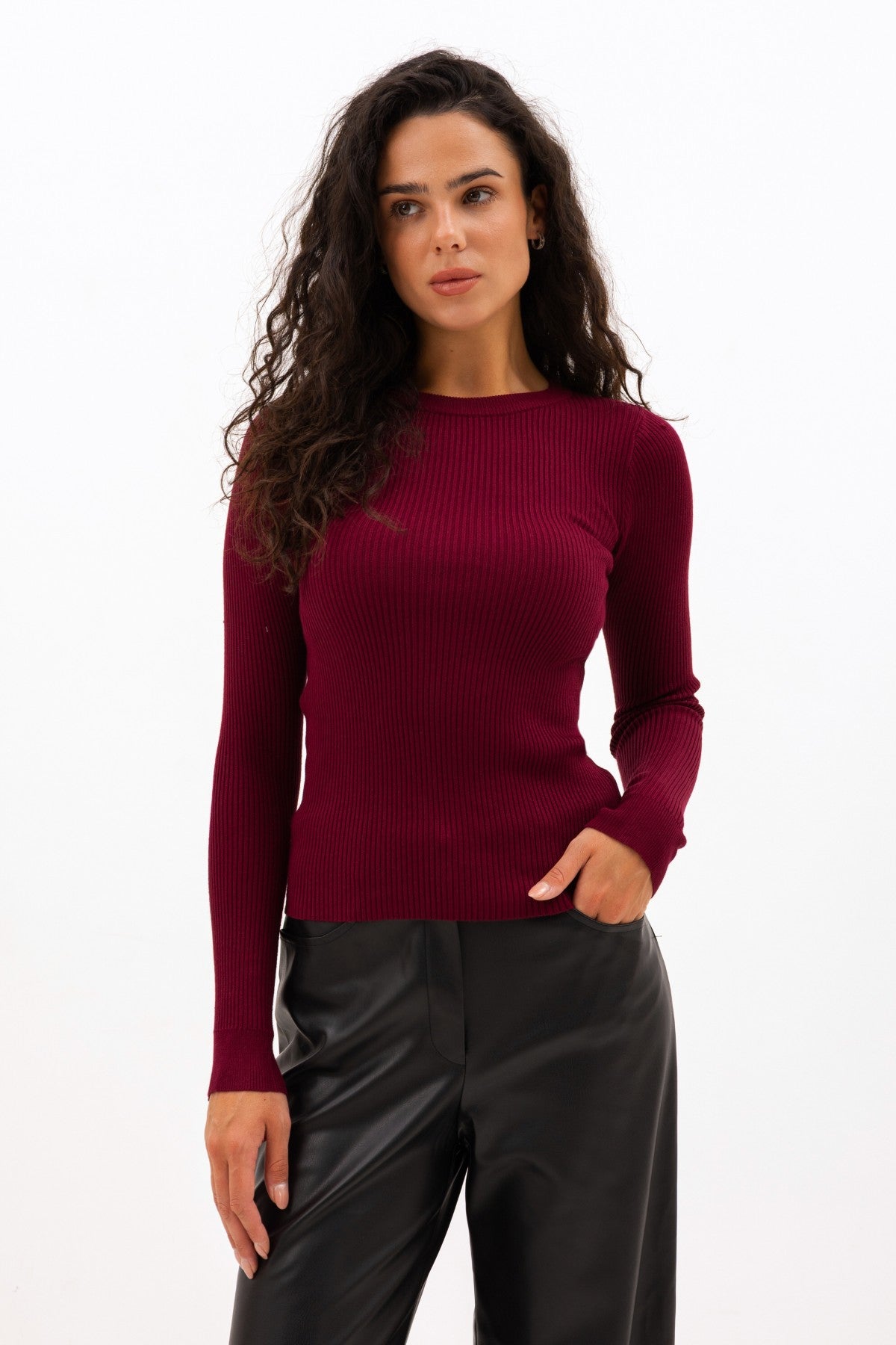 Long sleeve în relief Round