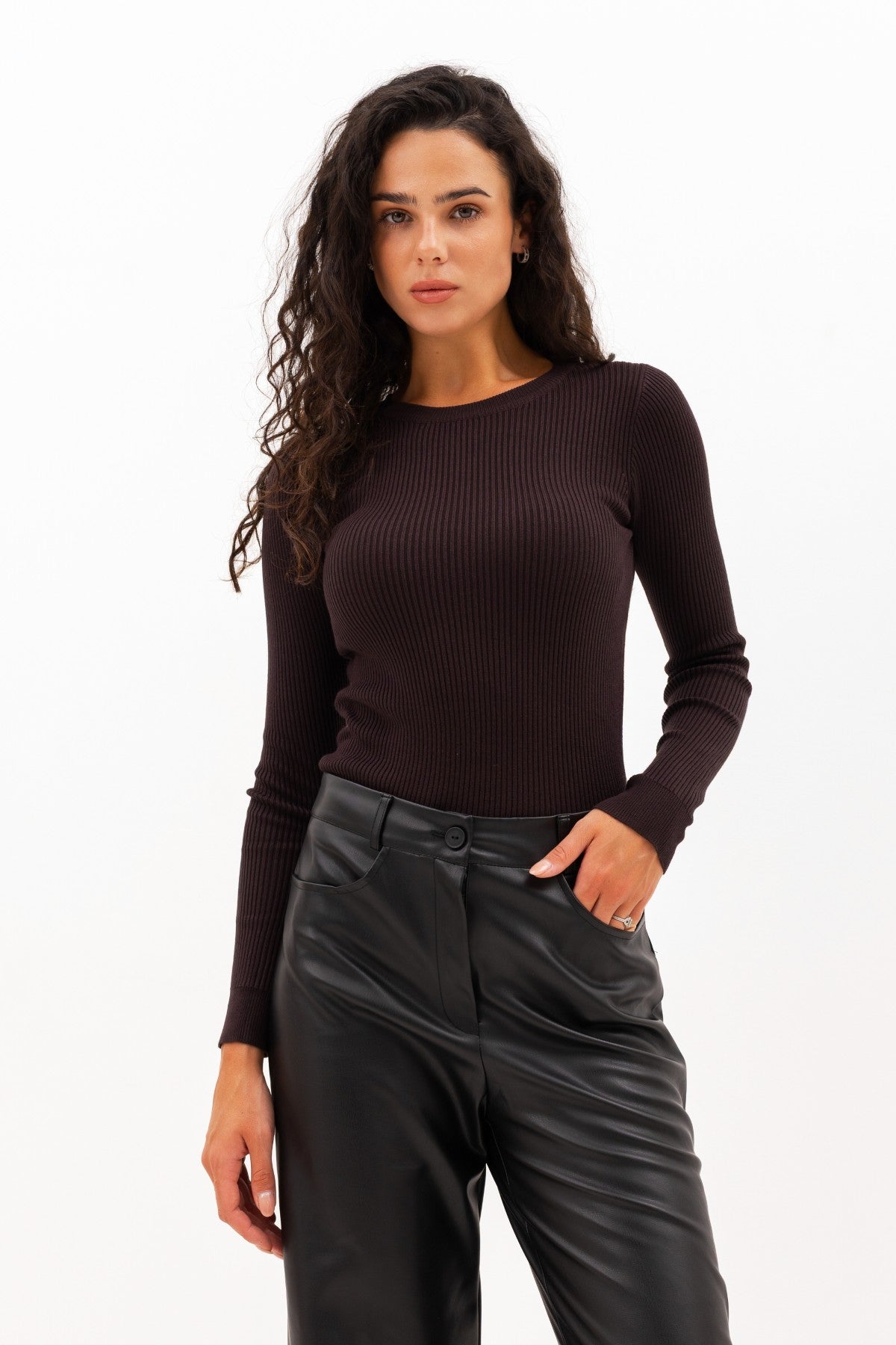 Long sleeve în relief Round