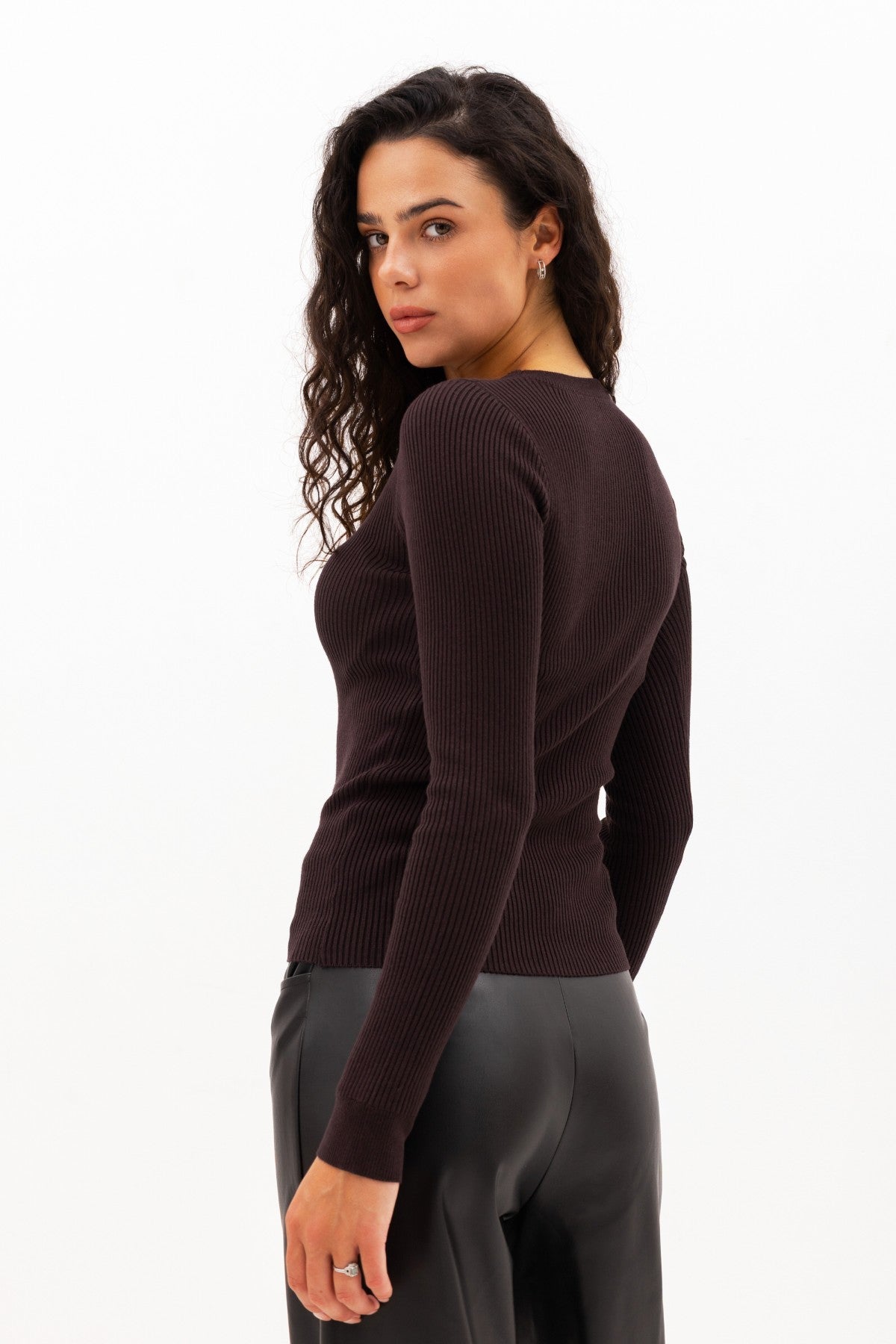 Long sleeve în relief Round