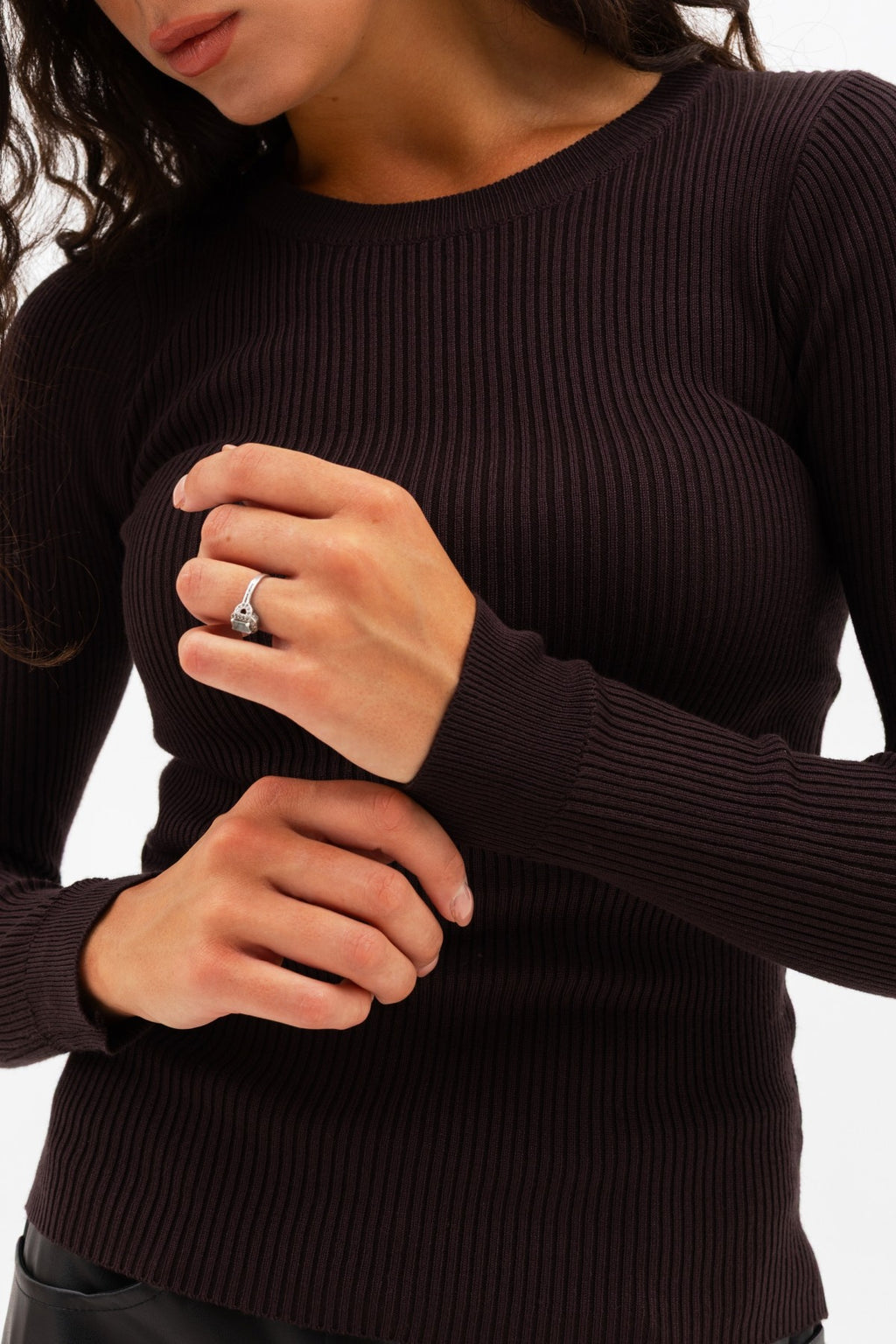 Long sleeve în relief Round