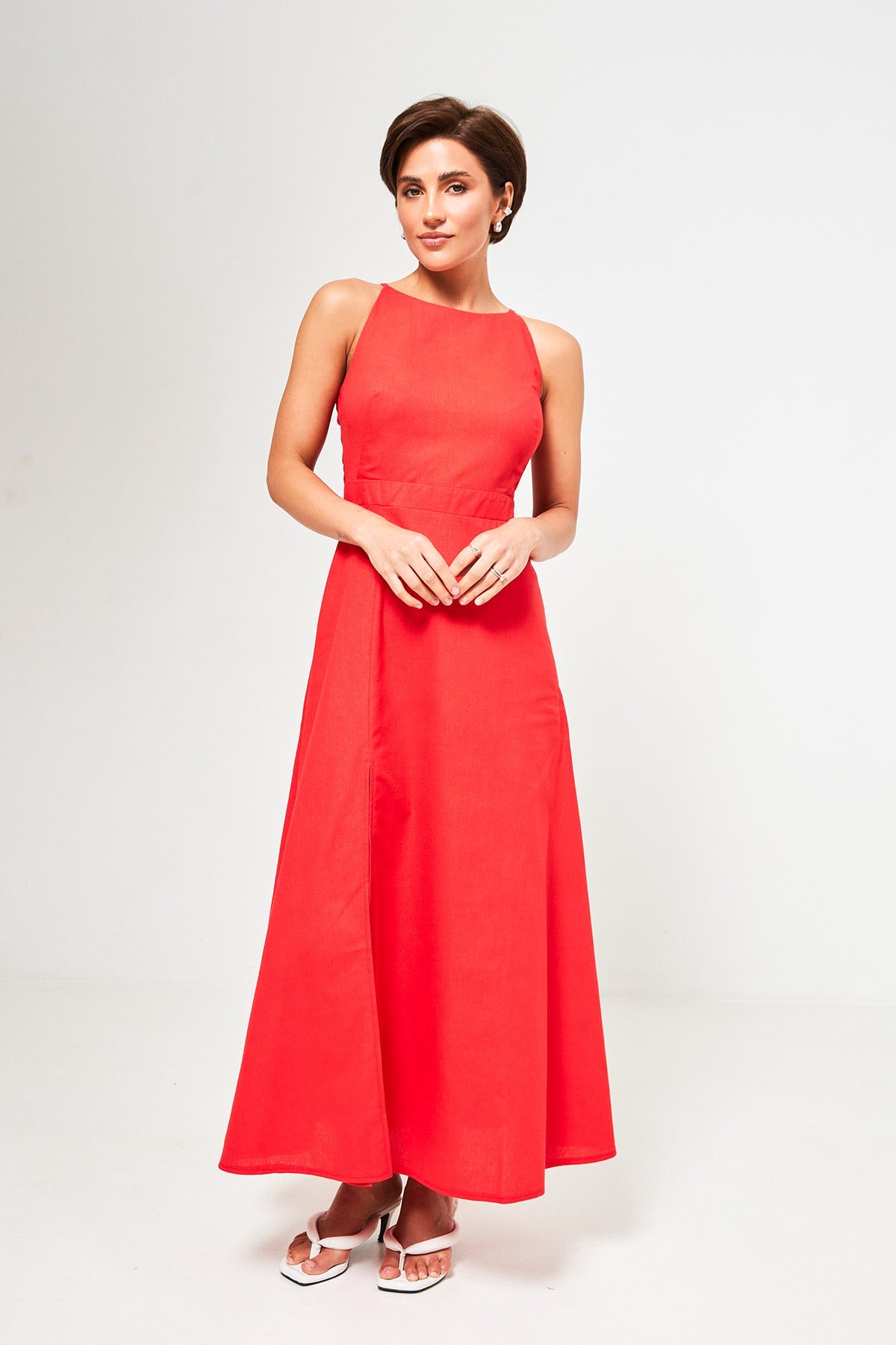 Rochie maxi cu in și șliț