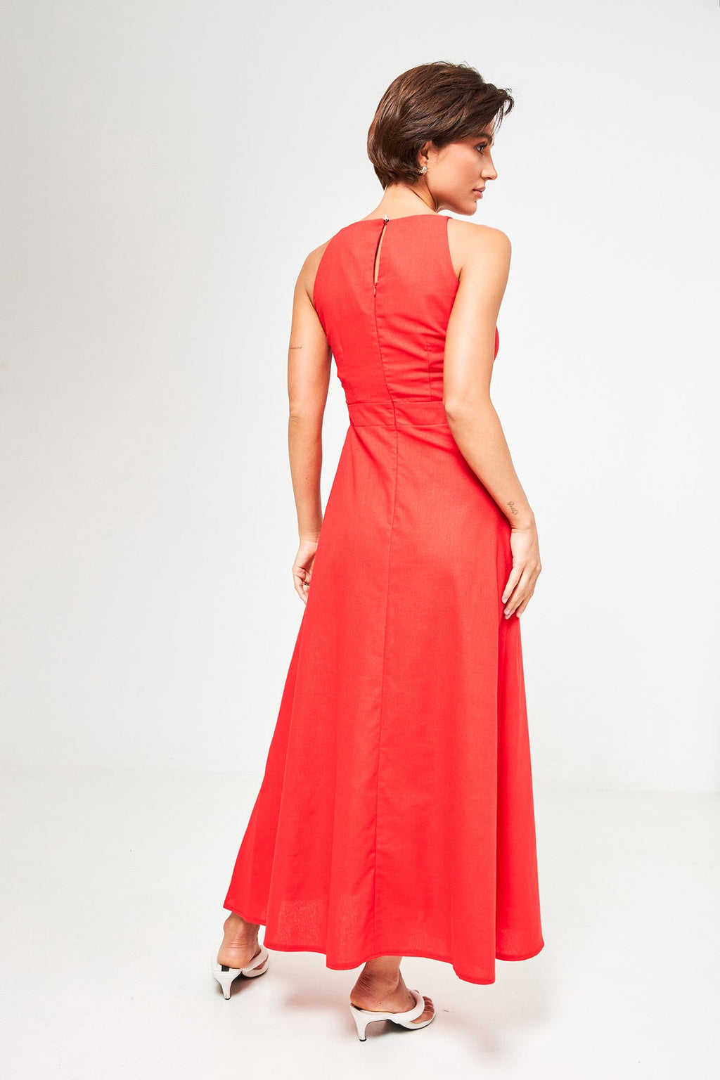 Rochie maxi cu in și șliț