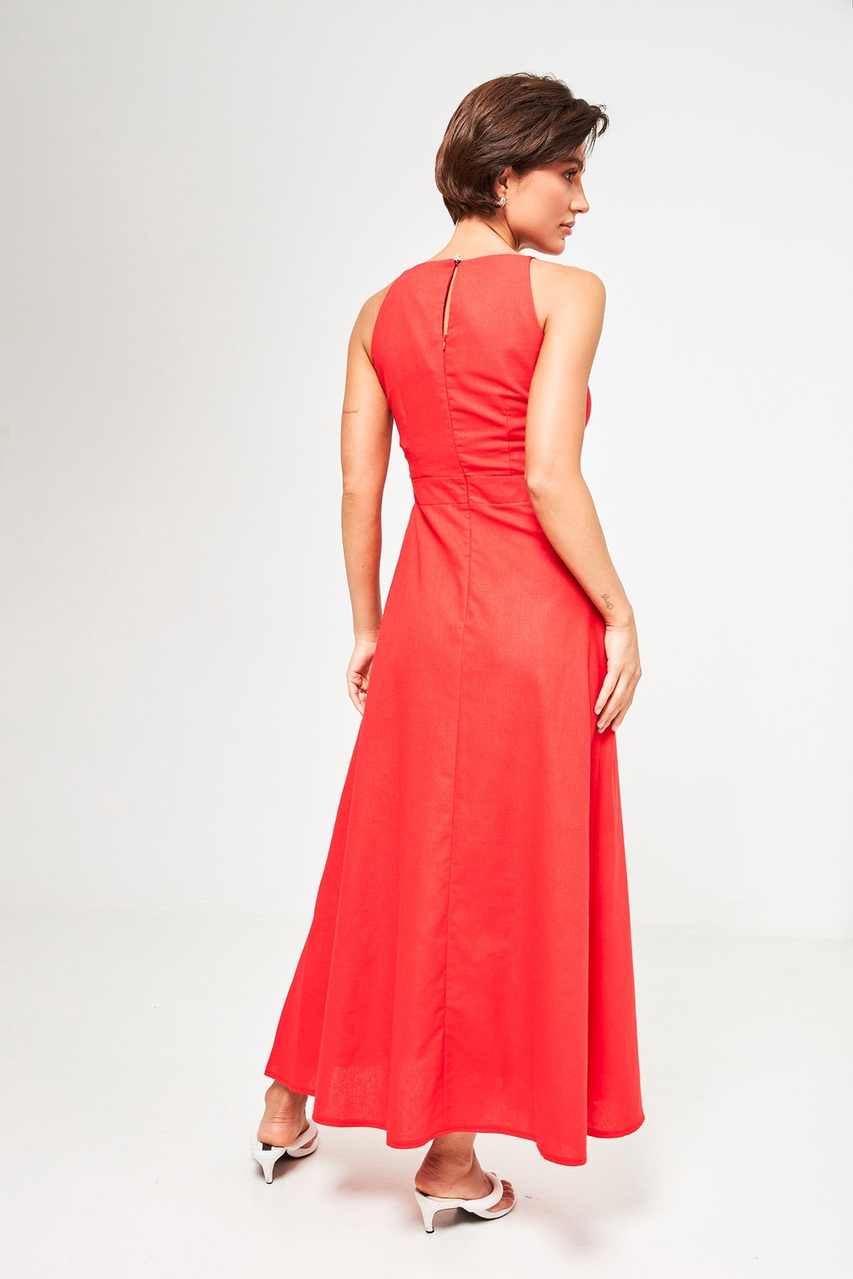 Rochie maxi cu in și șliț