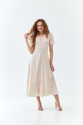 Rochie midi petrecută cu mâneci clopot