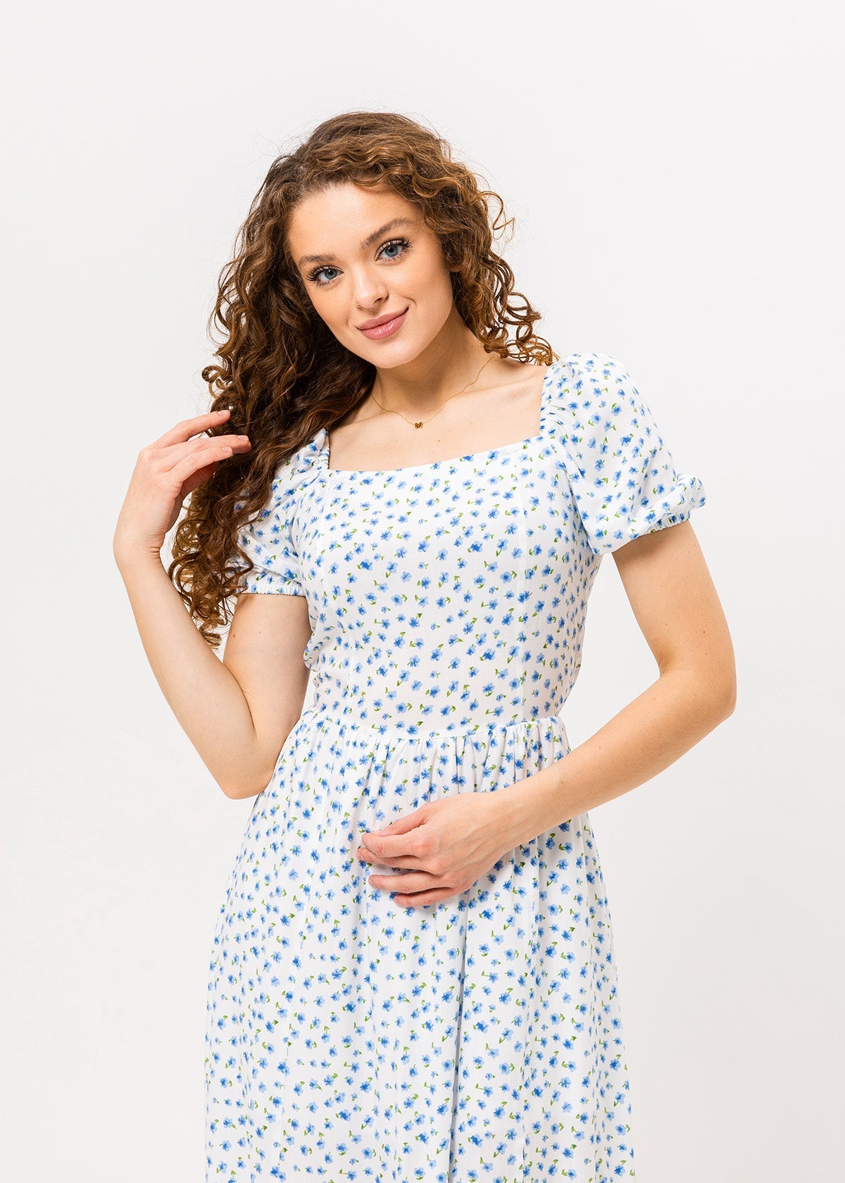 Rochie midi cu șliț și imprimeu floral