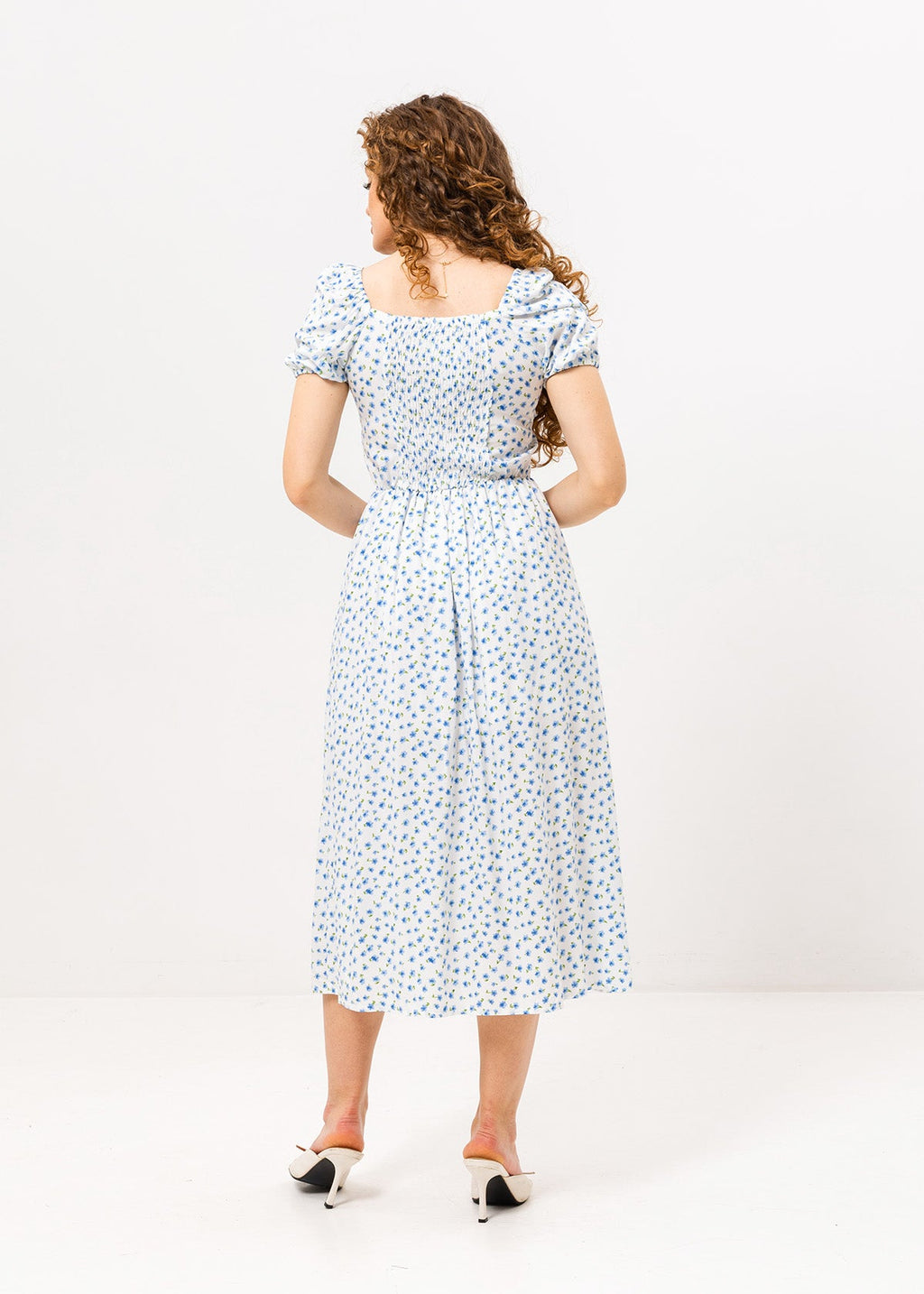 Rochie midi cu șliț și imprimeu floral