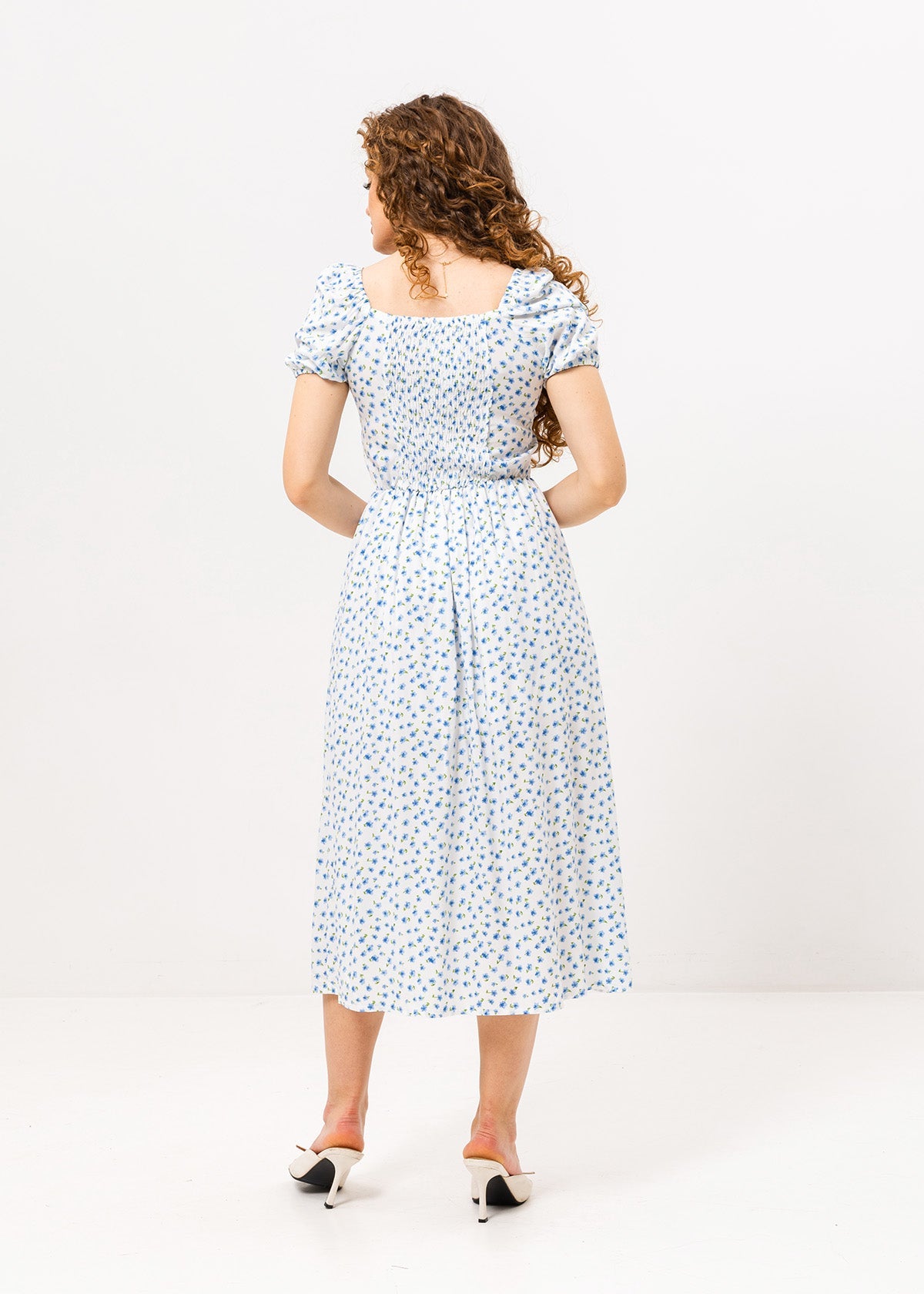 Rochie midi cu șliț și imprimeu floral