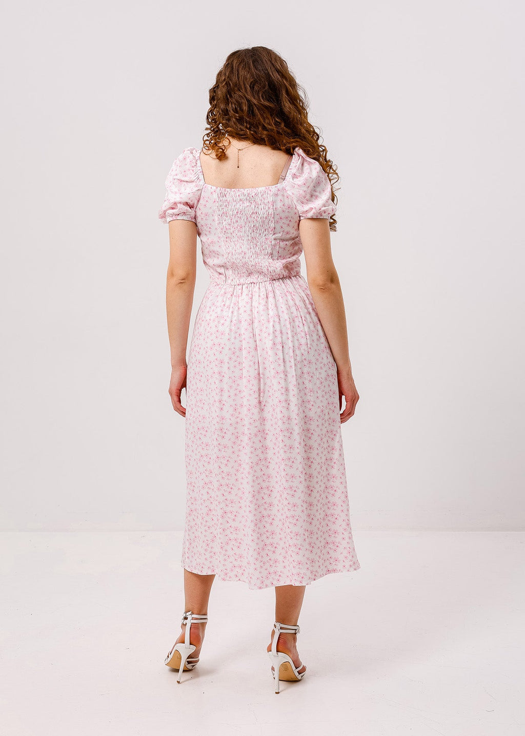 Rochie midi cu șliț și imprimeu floral