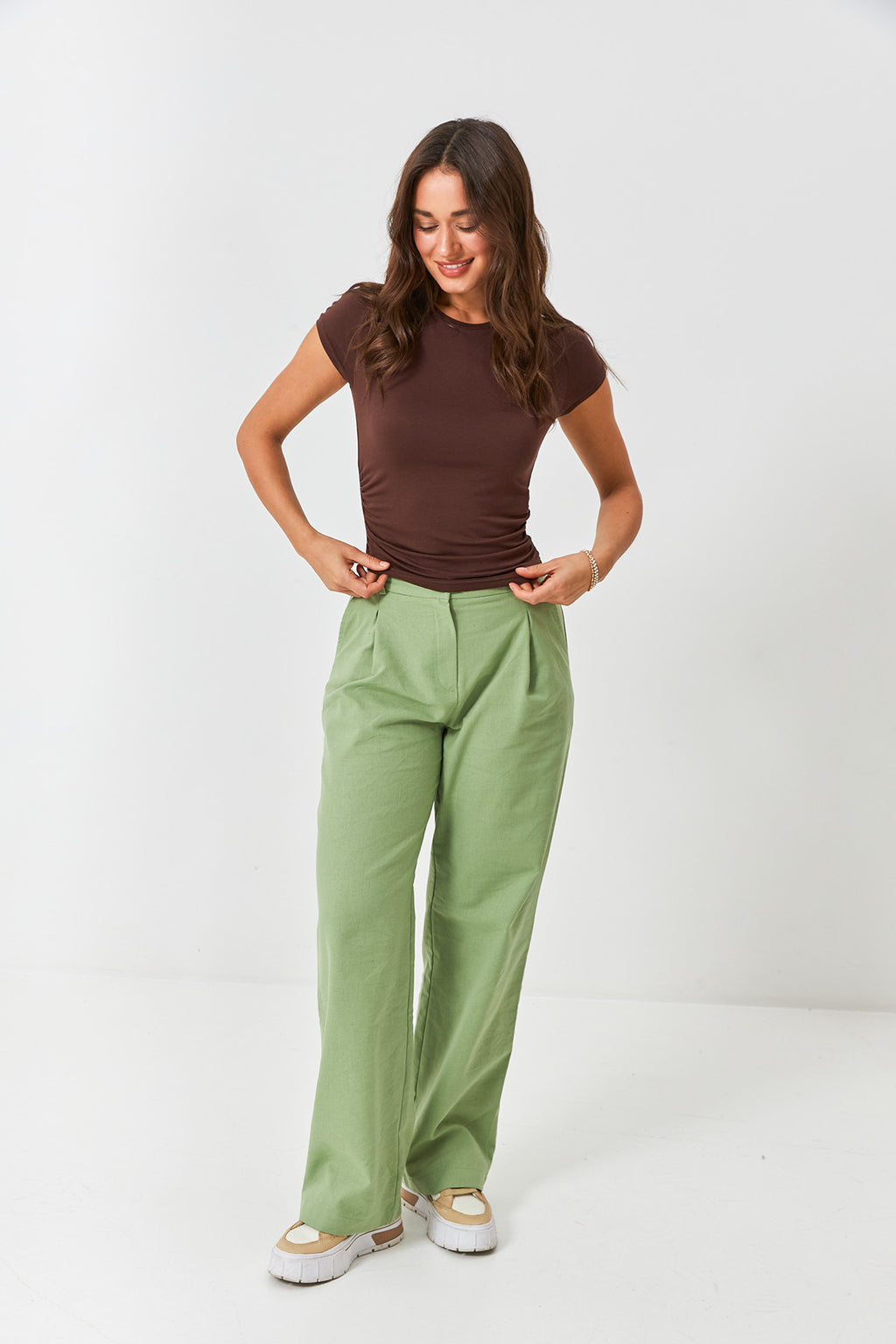 Pantaloni palazzo cu in Olivia