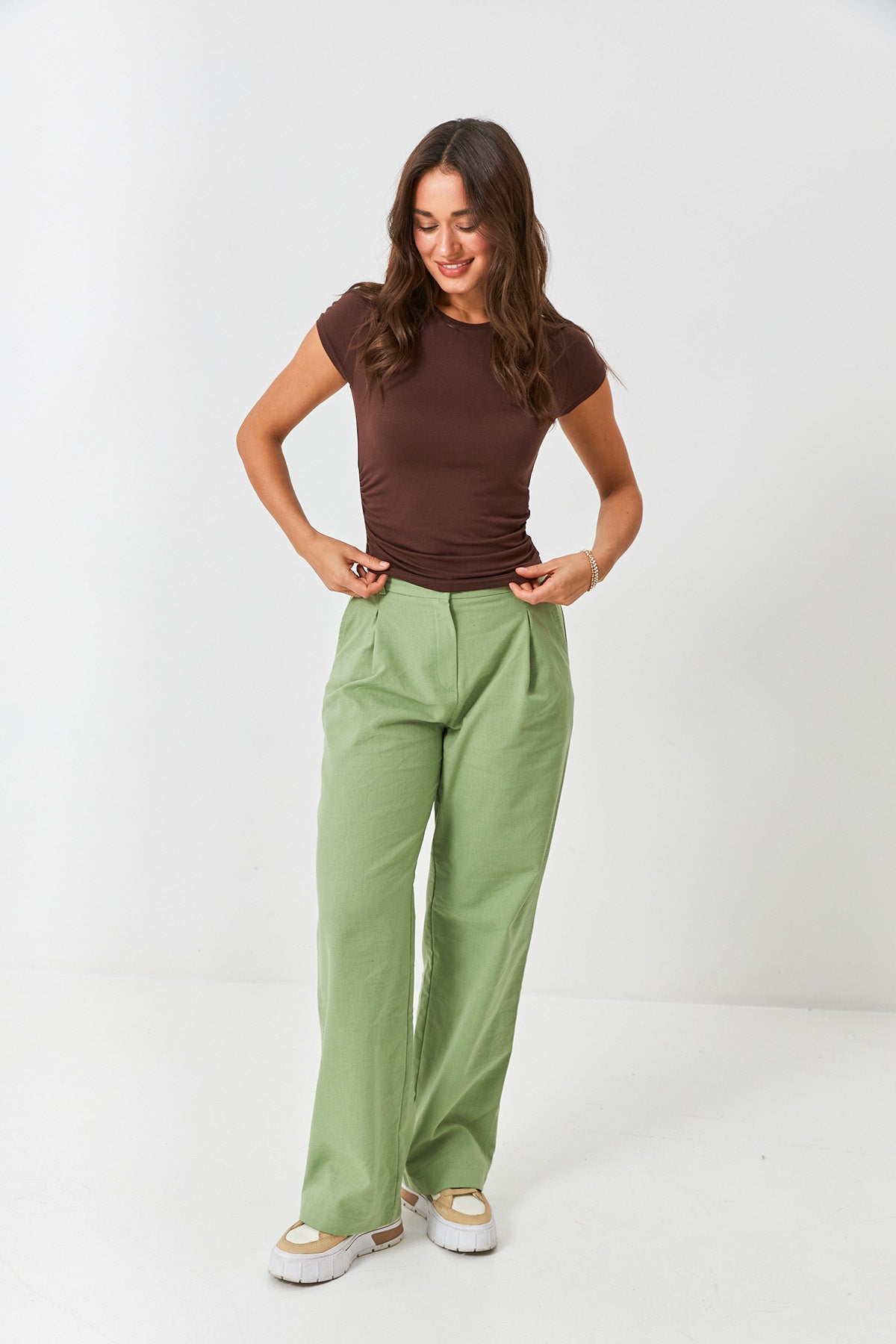 Pantaloni palazzo cu in Olivia