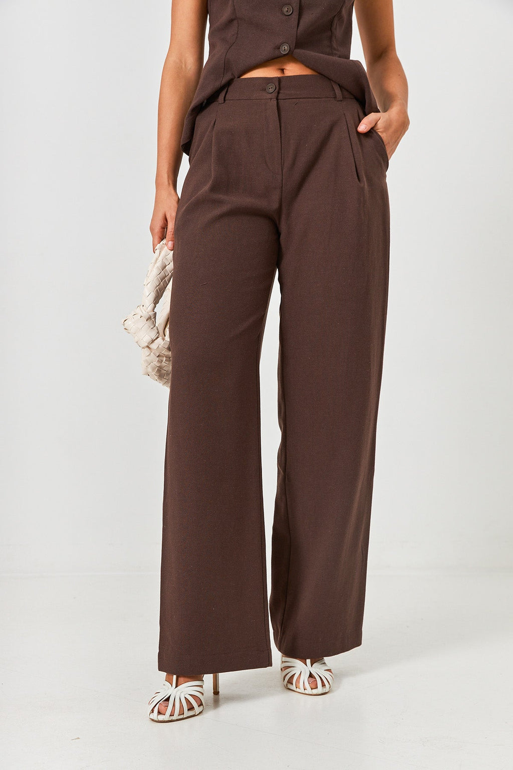 Pantaloni palazzo cu in Olivia