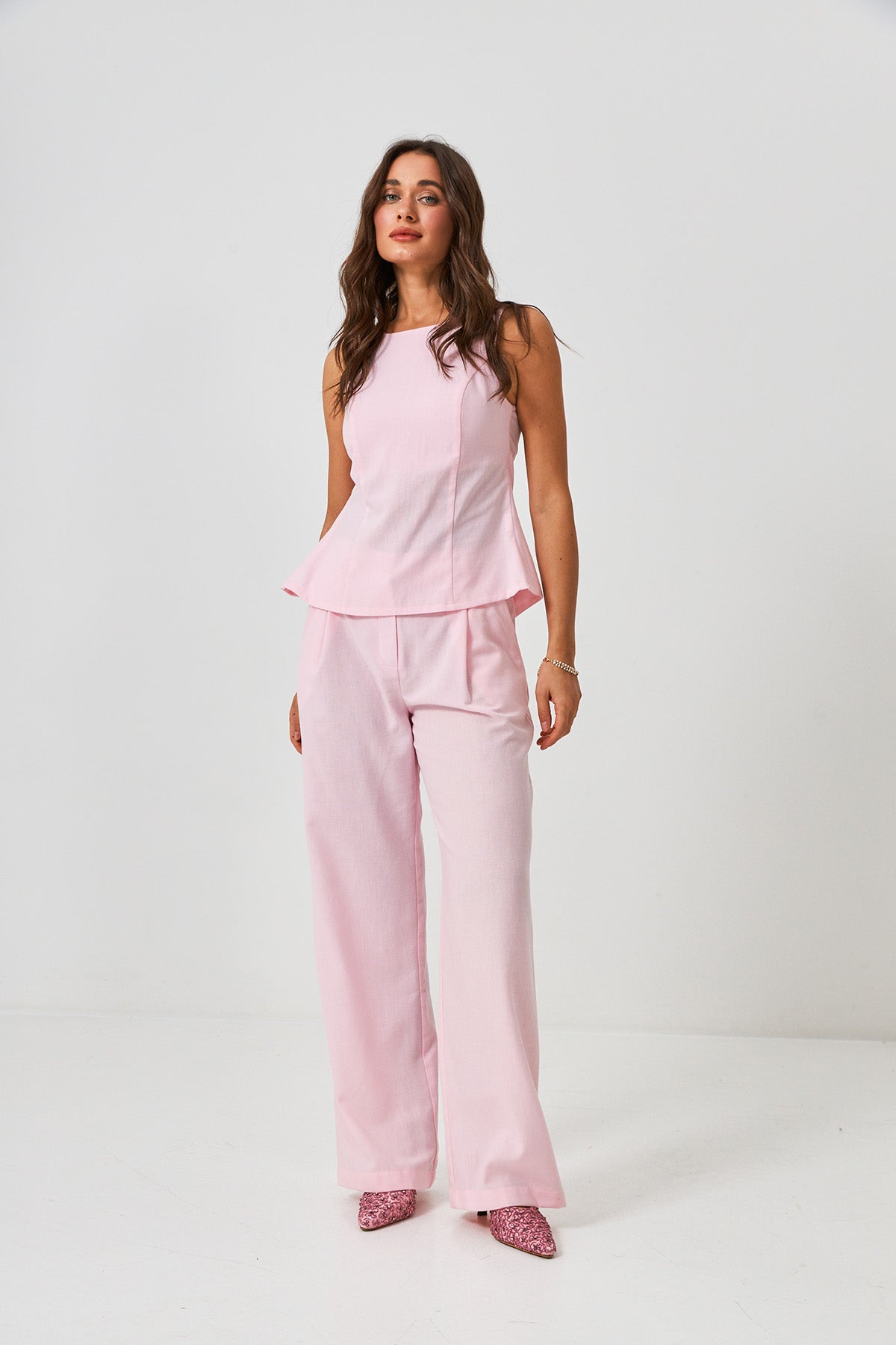 Pantaloni palazzo cu in Olivia