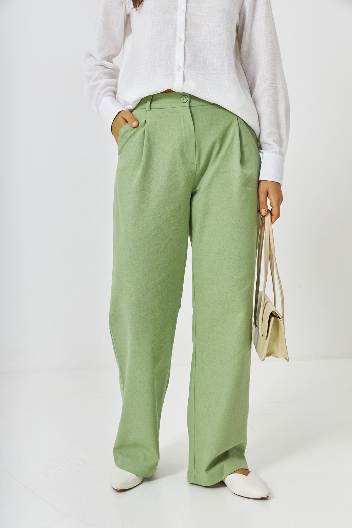 Pantaloni palazzo cu in Olivia