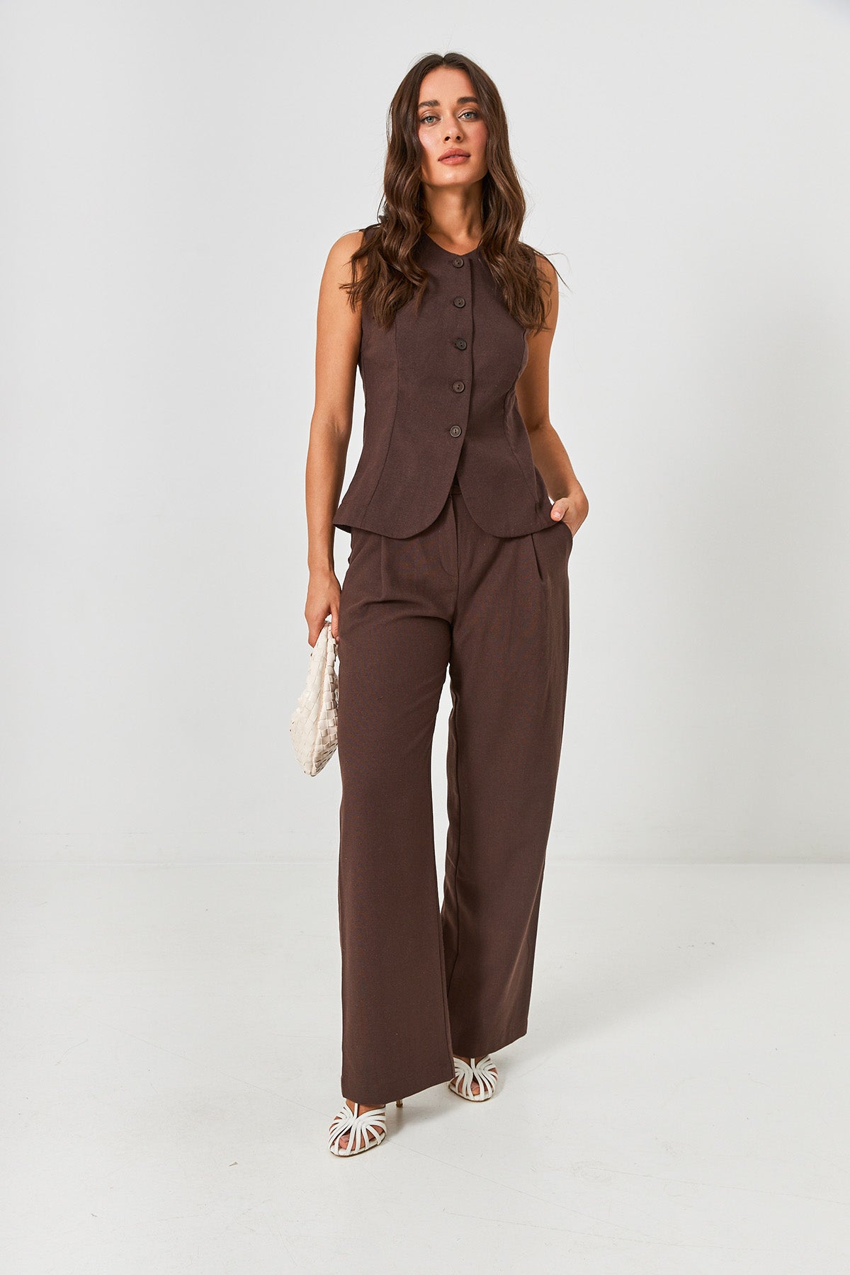 Pantaloni palazzo cu in Olivia