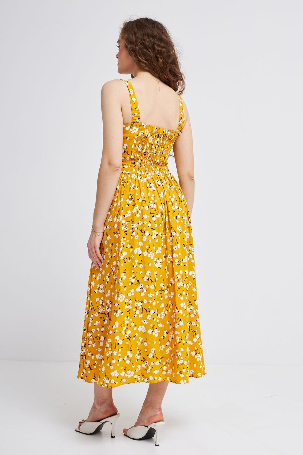 Rochie maxi de vară cu șliț și imprimeu floral