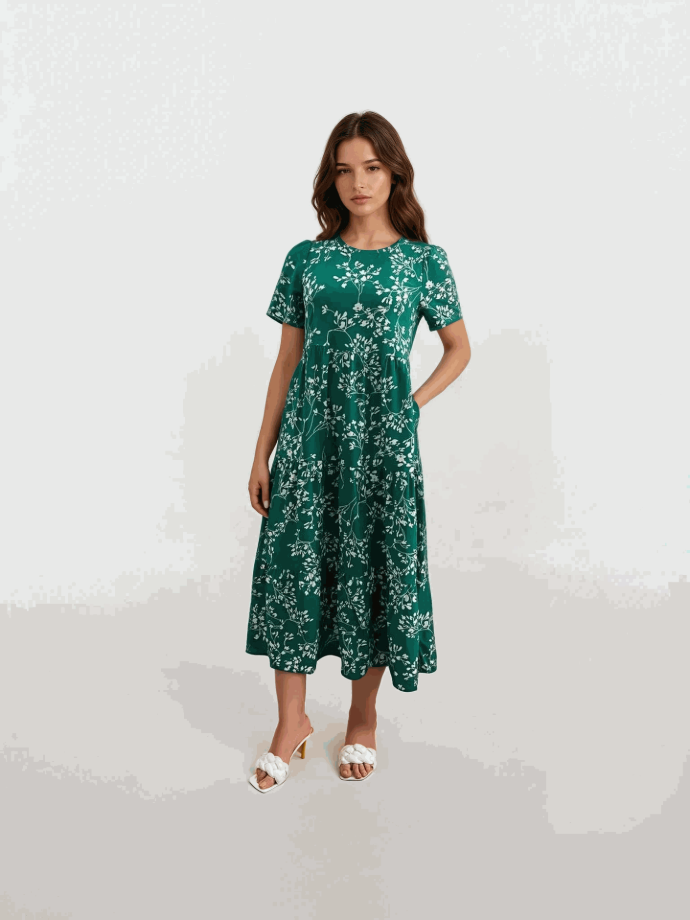 Rochie midi cu trei volane