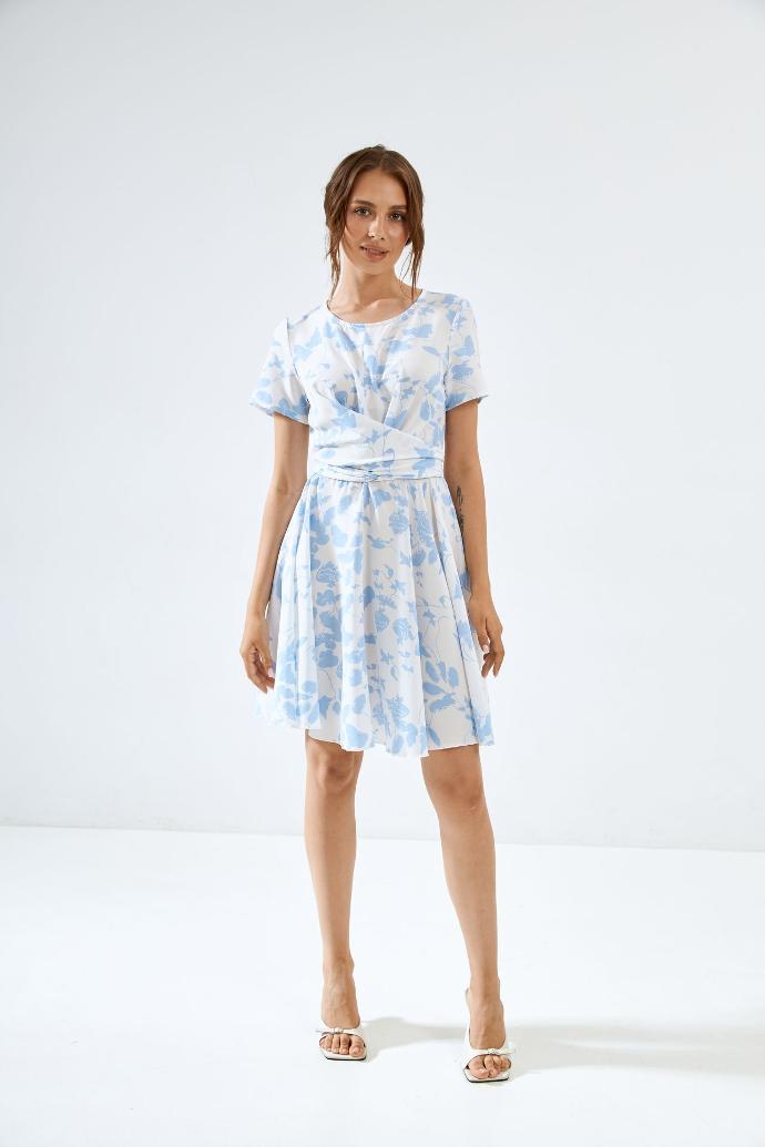 Rochie mini cu detaliu răsucit și imprimeu floral