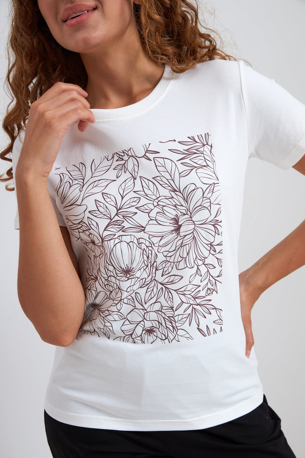 Tricou basic cu imprimeu floral